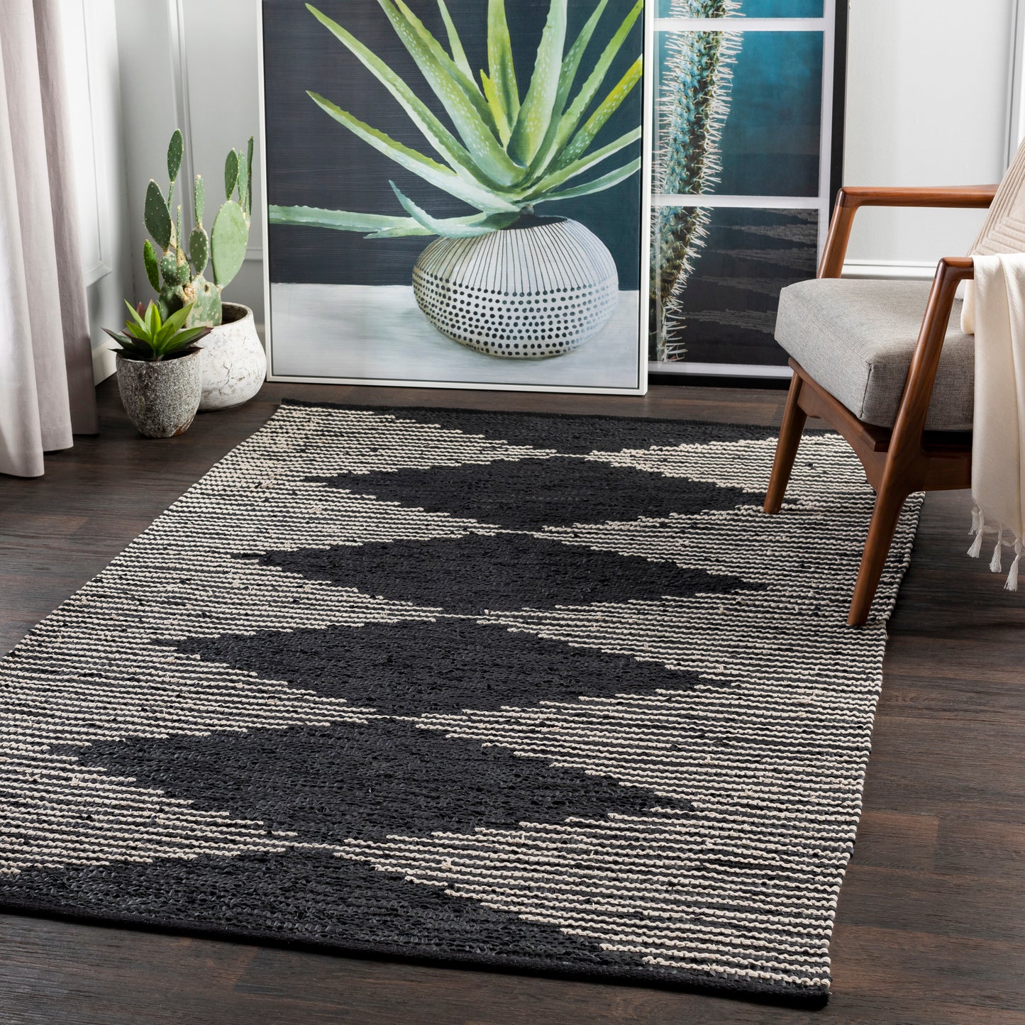 Lexington 26515 Hand Woven Leather Indoor Area Rug by Surya Rugs