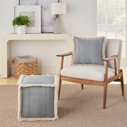 Life Styles AS301 Cotton Stonewash W/ Fringe Throw Pillow From Mina Victory By Nourison Rugs