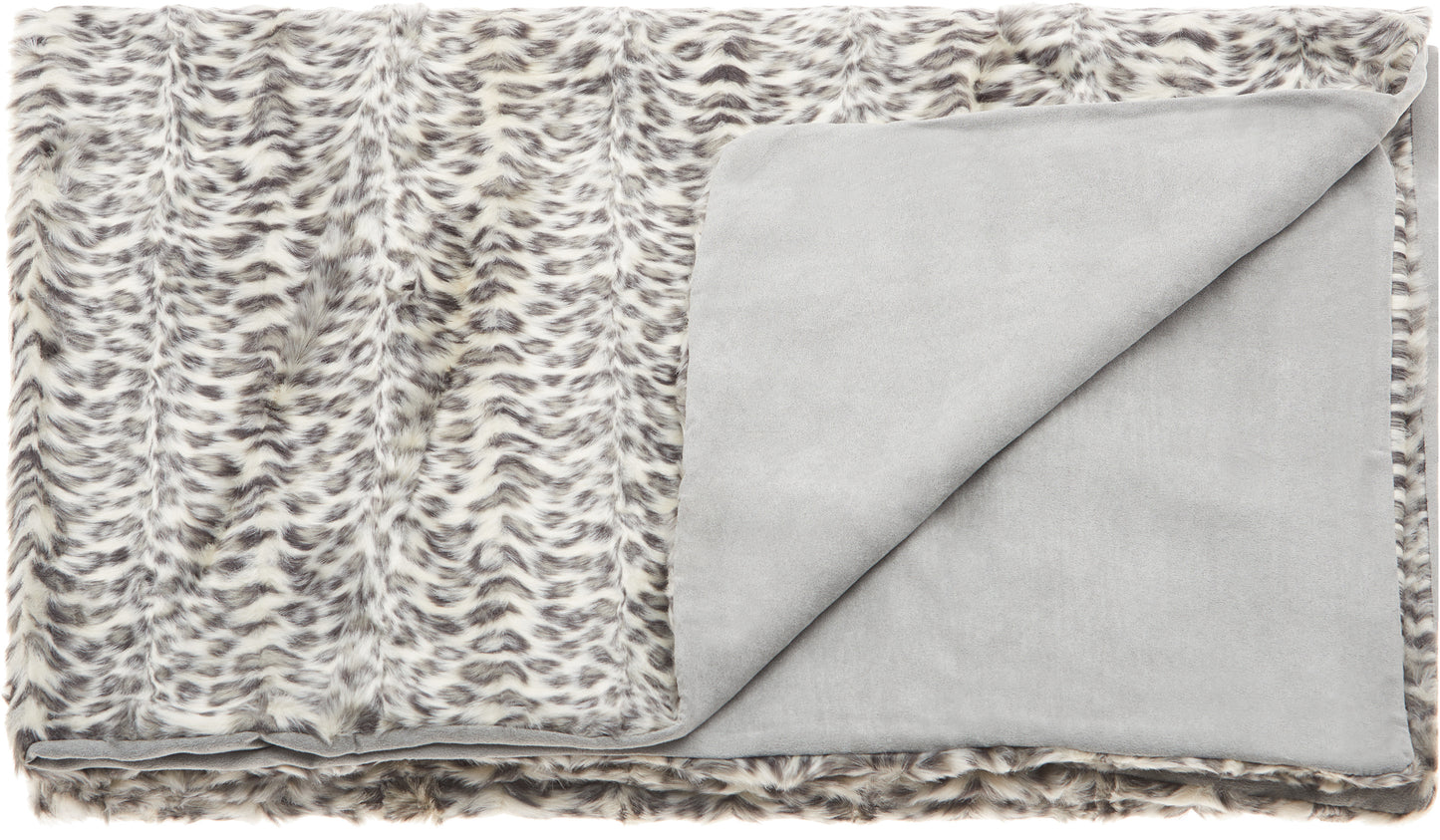 Fur N9450 Synthetic Blend Silver Leopard Throw Blanket From Mina Victory By Nourison Rugs