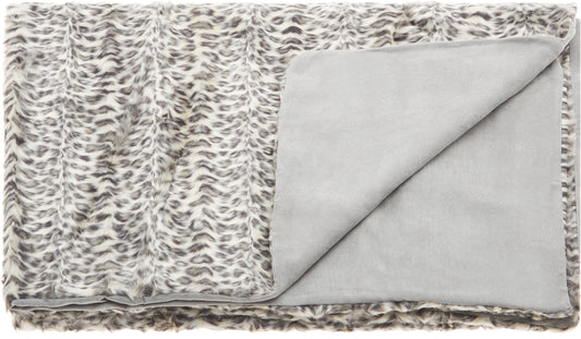 Fur N9450 Synthetic Blend Silver Leopard Throw Blanket From Mina Victory By Nourison Rugs