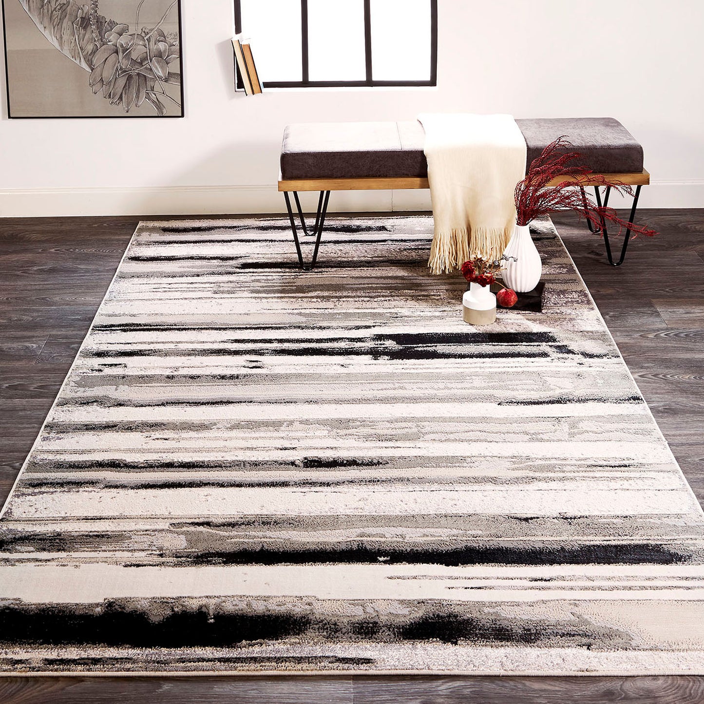 Micah 3049F Machine Made Synthetic Blend Indoor Area Rug by Feizy Rugs
