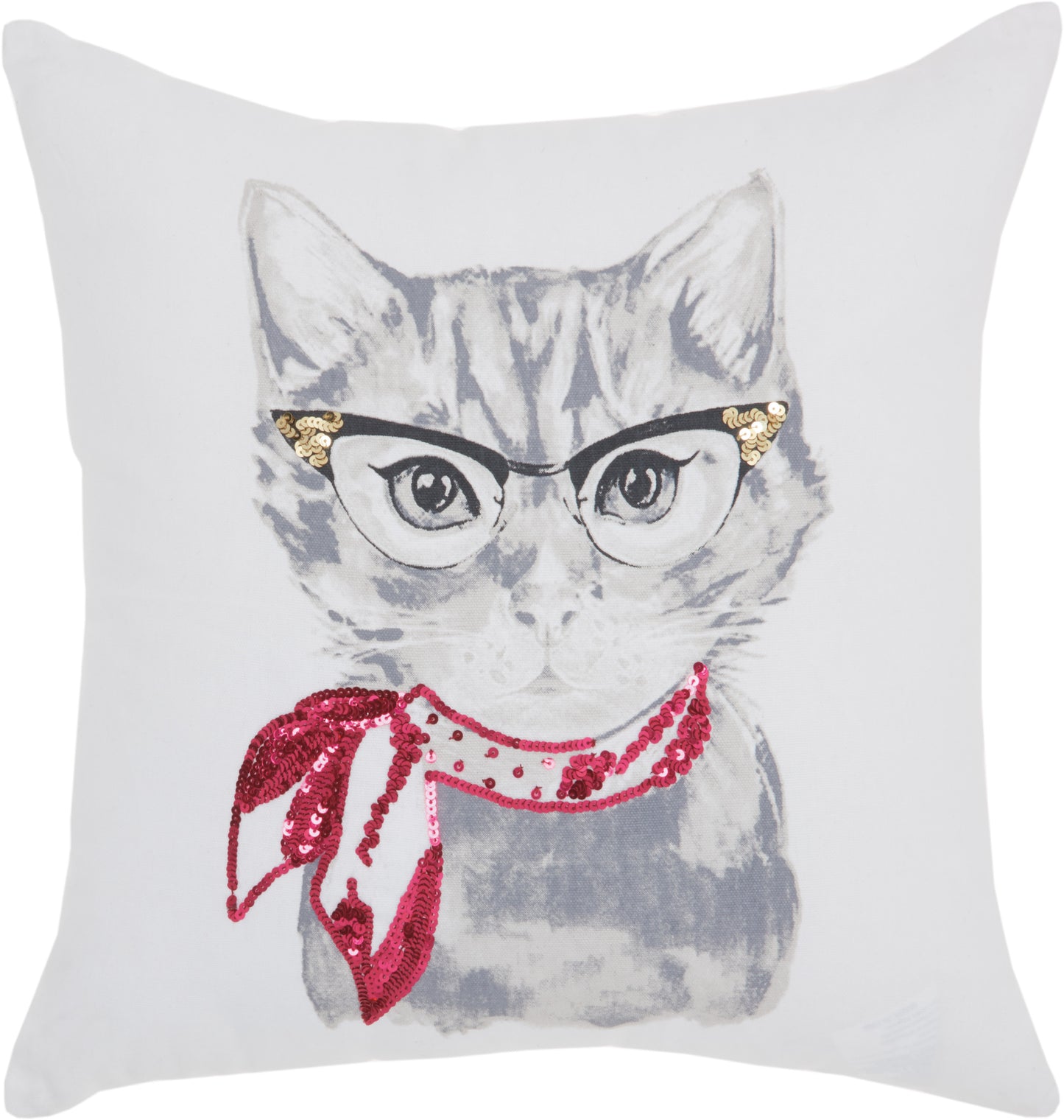Luminescence JB269 Cotton Classic Kitty Throw Pillow From Mina Victory By Nourison Rugs