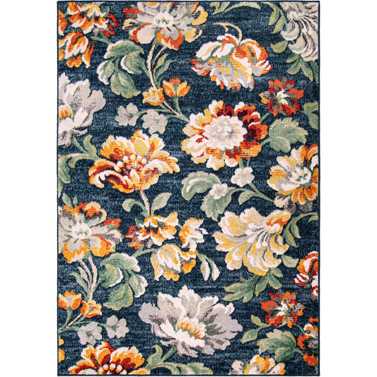 Orian Rugs Simply Southern Cottage Franklin Floral ASC/FRAF Distressed Navy Daisy Area Rug