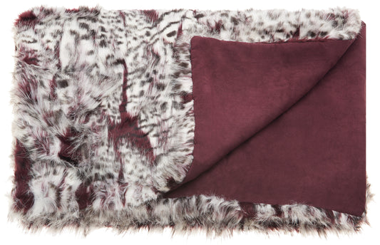 Fur N9206 Synthetic Blend Red Leopard Throw Blanket From Mina Victory By Nourison Rugs