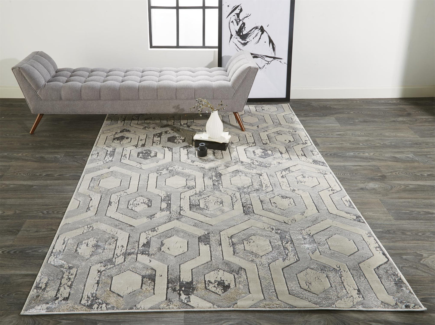 Micah 3046F Machine Made Synthetic Blend Indoor Area Rug by Feizy Rugs