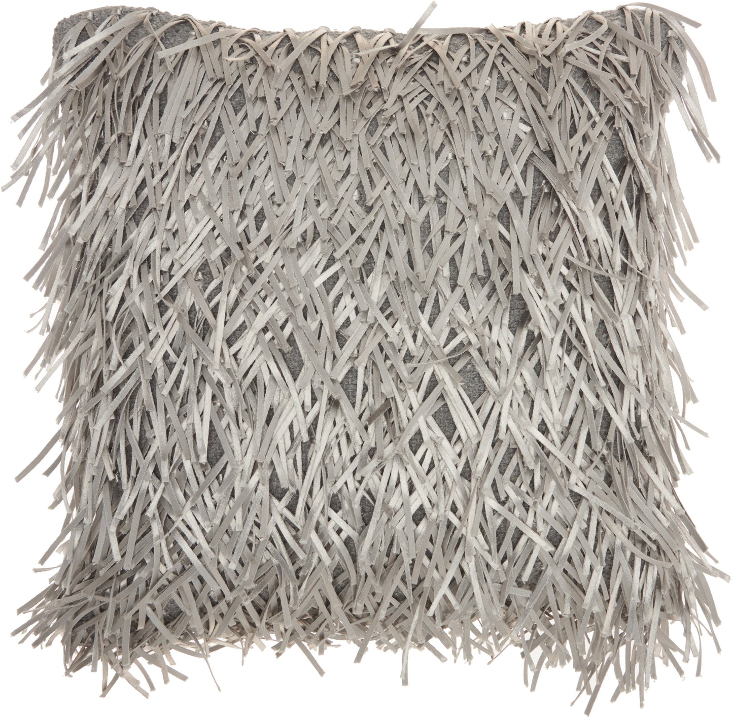 Shag DC017 Synthetic Blend Metallic Ribbon Shag Throw Pillow From Mina Victory By Nourison Rugs