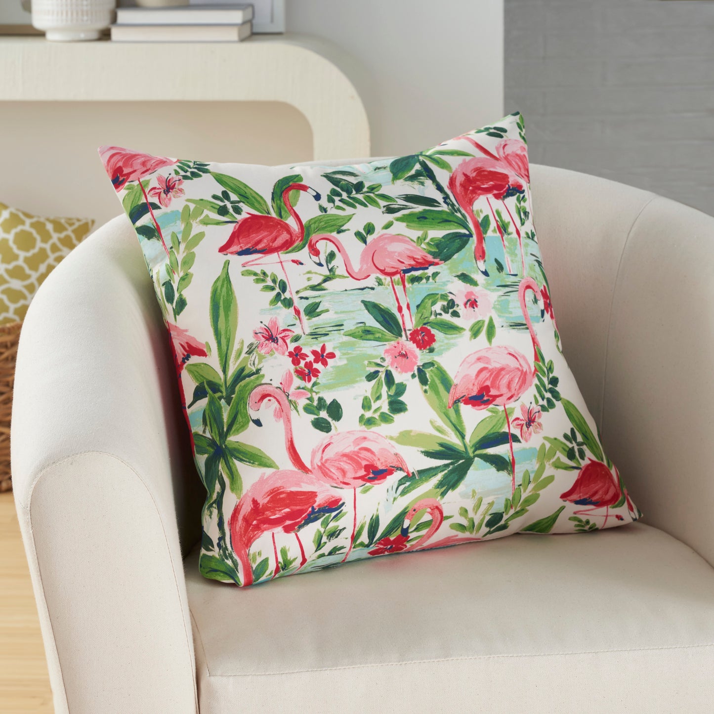 Waverly Pillows WP002 Synthetic Blend Flamingos Throw Pillow From Waverly By Nourison Rugs