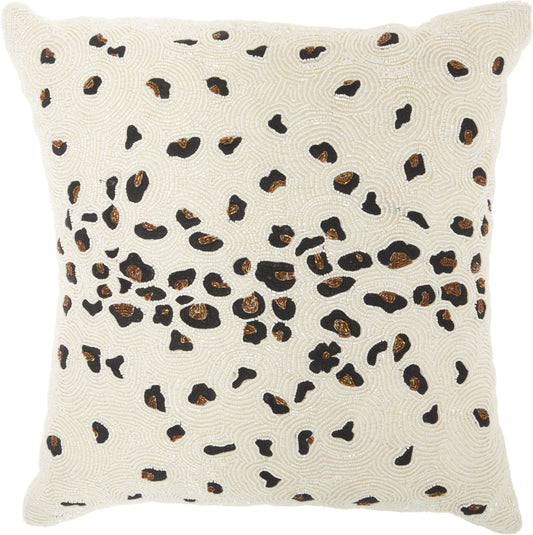 Luminescence Z4473 Cotton Beaded Leopard Throw Pillow From Mina Victory By Nourison Rugs