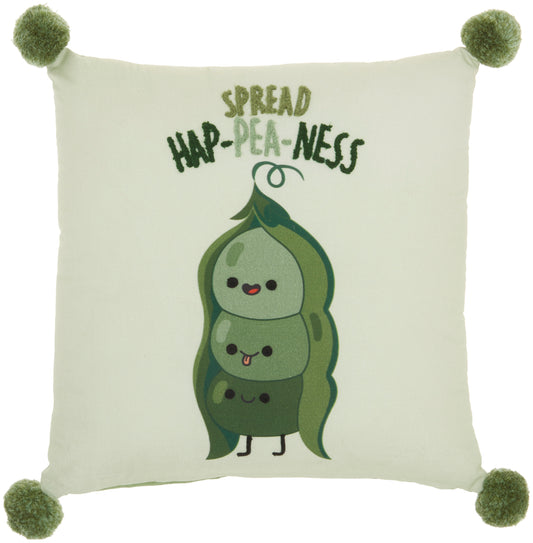 Plush lines CR933 Cotton Hap-Pea-Ness Throw Pillow From Mina Victory By Nourison Rugs