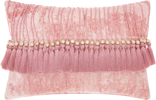 Sofia CS018 Synthetic Blend Velvet Tassels Throw Pillow From Mina Victory By Nourison Rugs