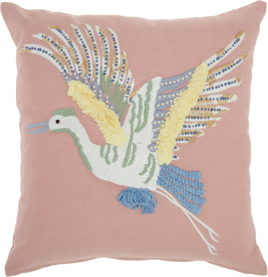 Plush Lines CH422 Cotton Flying Stork Throw Pillow From Mina Victory By Nourison Rugs
