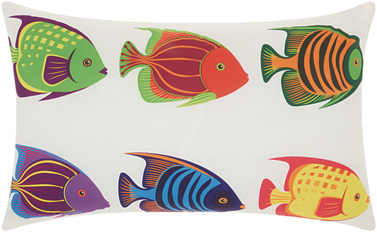 Outdoor Pillows TI775 Synthetic Blend 6 Tropical Fish Throw Pillow From Mina Victory By Nourison Rugs