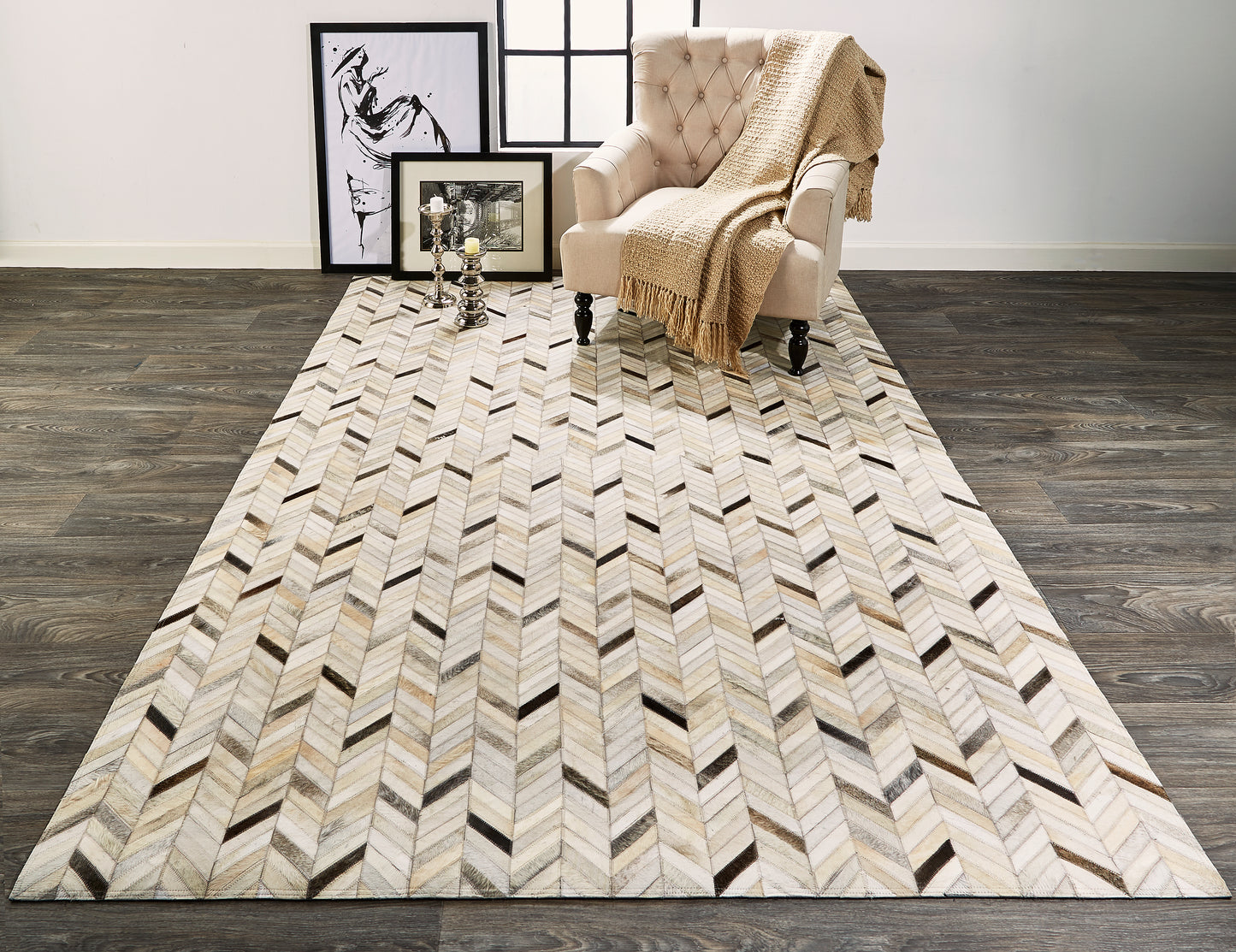 Estelle L9211 Hand Made Leather Indoor Area Rug by Feizy Rugs