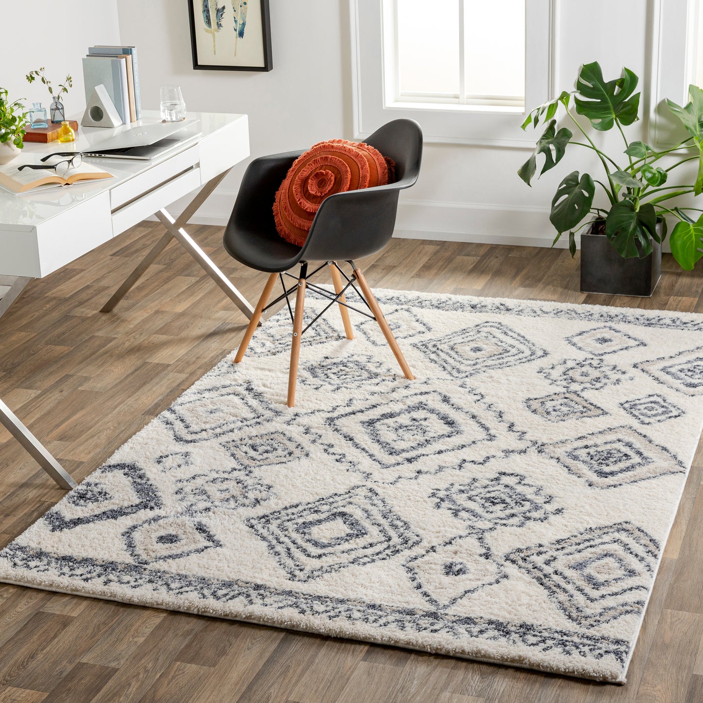 Puffy shag 30677 Machine Woven Synthetic Blend Indoor Area Rug by Surya Rugs