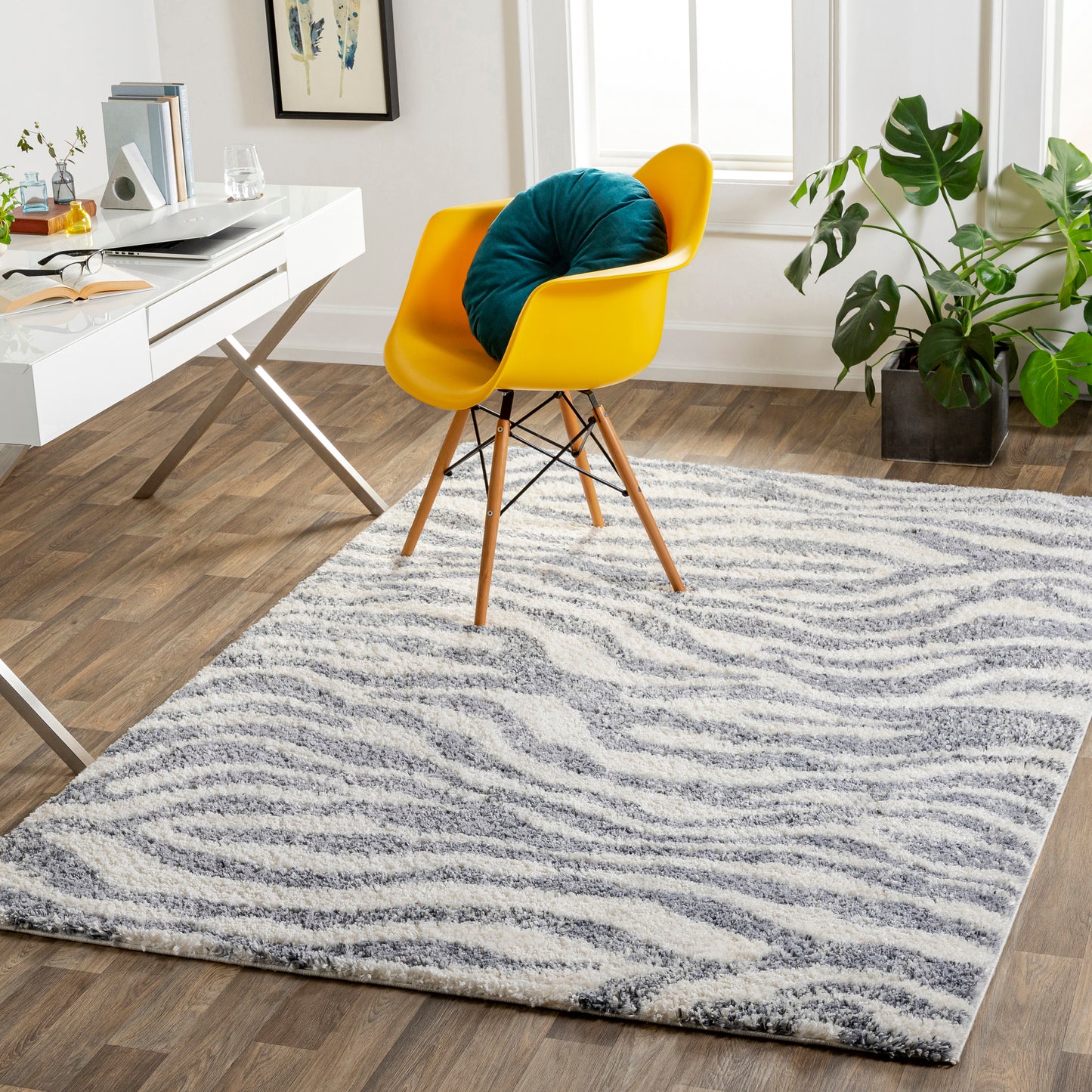 Puffy shag 30681 Machine Woven Synthetic Blend Indoor Area Rug by Surya Rugs