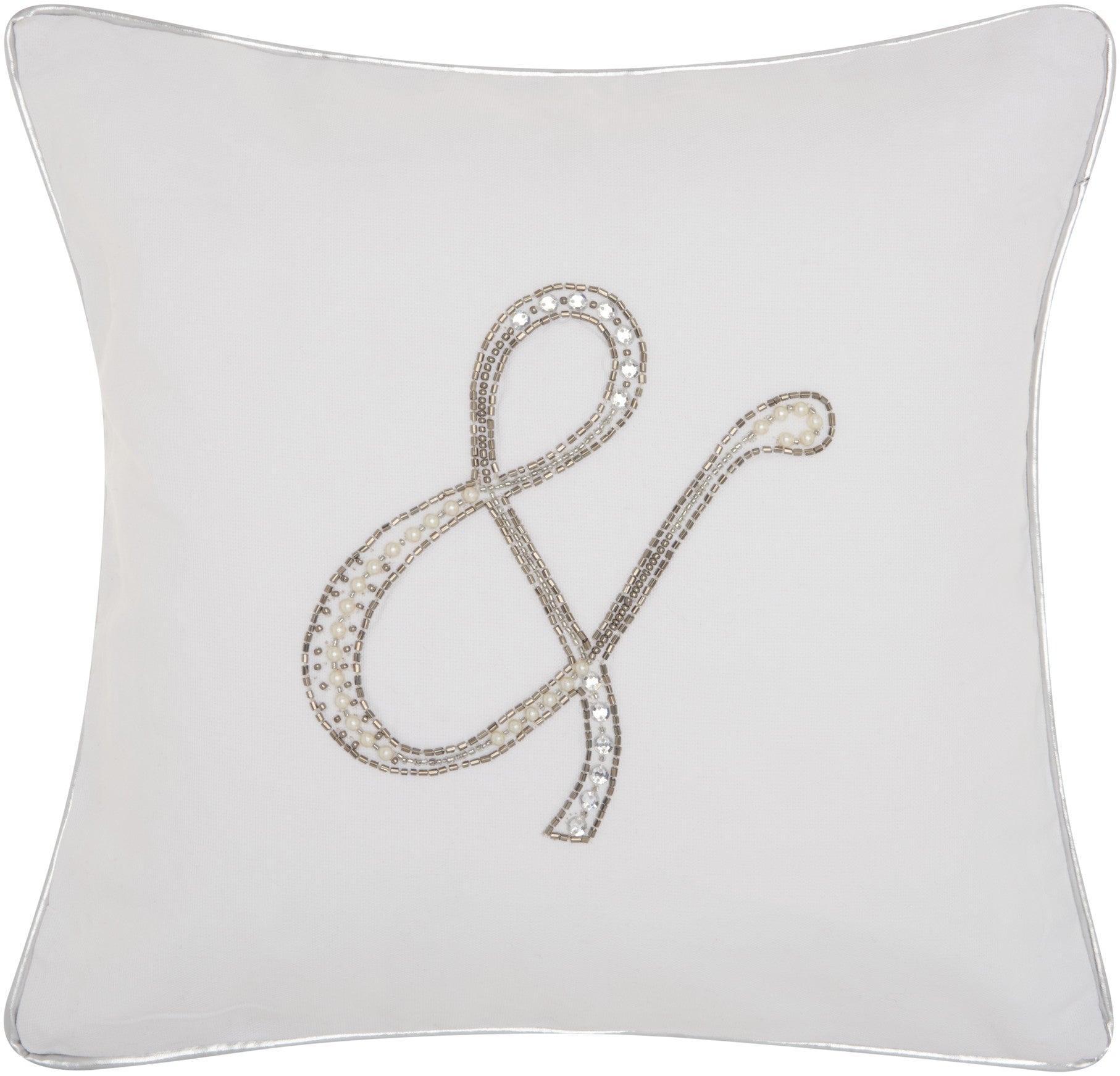 Kathy Ireland Pillow E6317 Cotton Beaded & Ampersand Throw Pillow From Kathy Ireland By Nourison Rugs | Throw Pillow