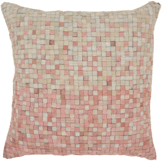 Natural Leather Hide S2433 Leather Gradiation Throw Pillow From Mina Victory By Nourison Rugs