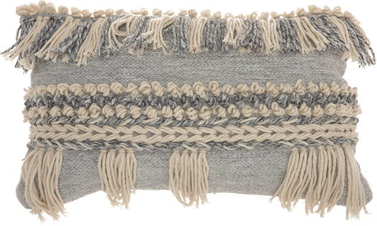 Life Styles DC455 Synthetic Blend Fringe Border Lumbar Pillow From Mina Victory By Nourison Rugs