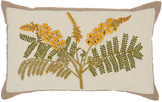 Royal Palm NS766 Cotton Floral Sprig Lumbar Pillow From Mina Victory By Nourison Rugs