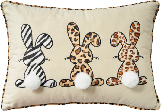 Holiday Pillows L0489 Synthetic Blend Applique Bunnies Throw Pillow From Mina Victory By Nourison Rugs