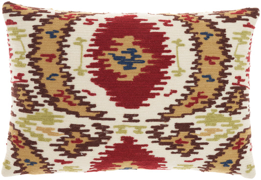 Kathy Ireland Pillow Q5120 Cotton Red Ikat Throw Pillow From Kathy Ireland By Nourison Rugs