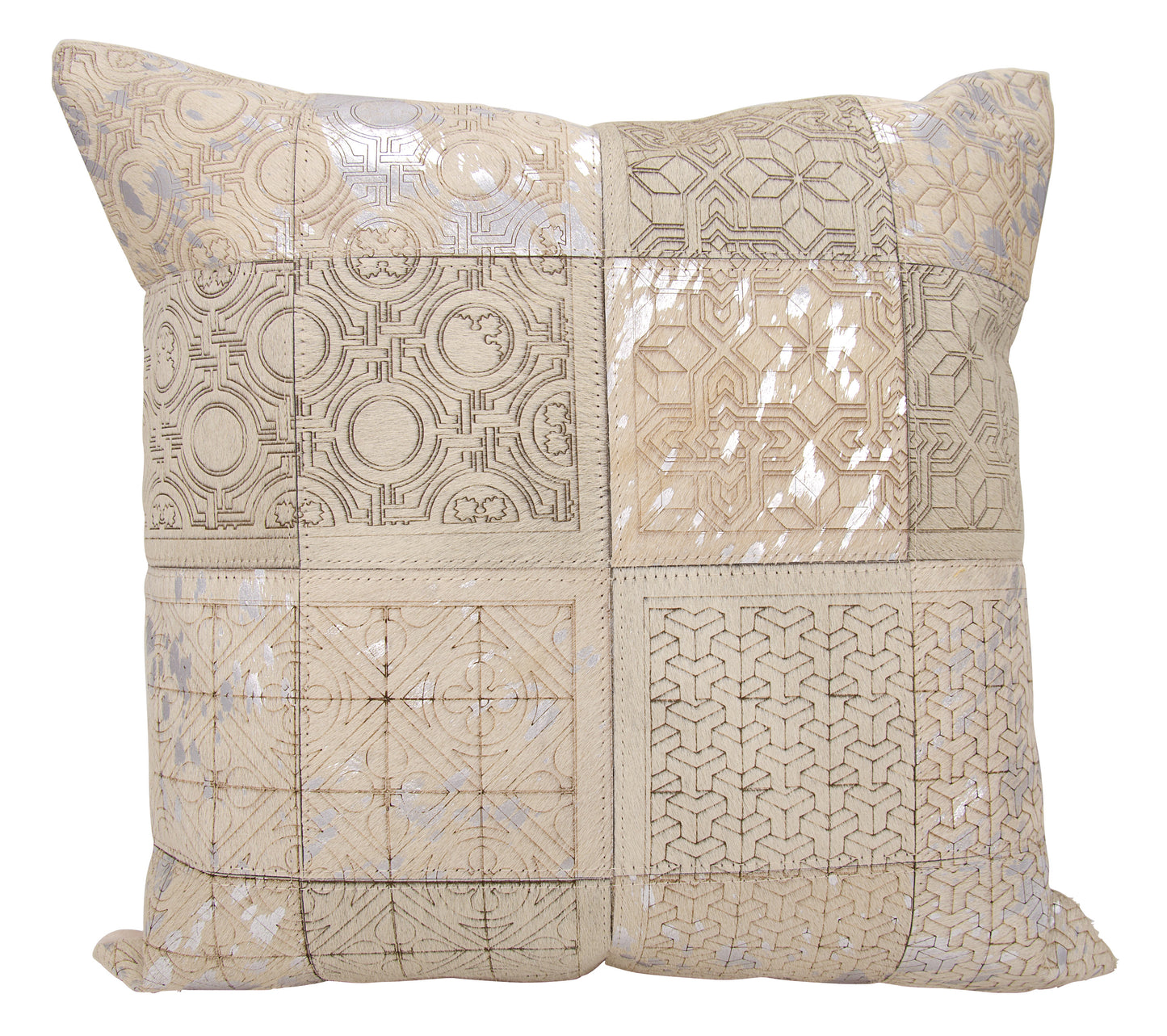 Couture Nat Hide S6078 Leather Laser Cut Tiles Throw Pillow From Mina Victory By Nourison Rugs
