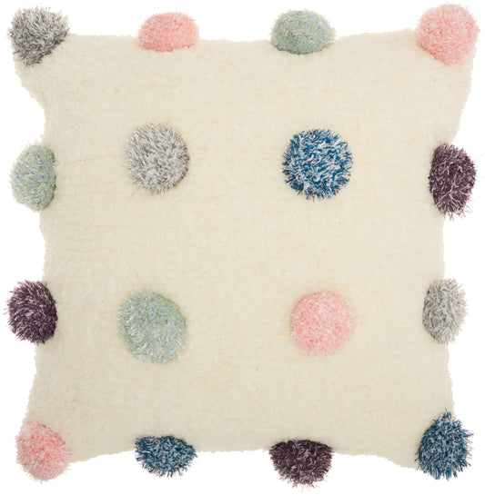 Shag WE404 Synthetic Blend Shimmer Pom Poms Throw Pillow From Mina Victory By Nourison Rugs