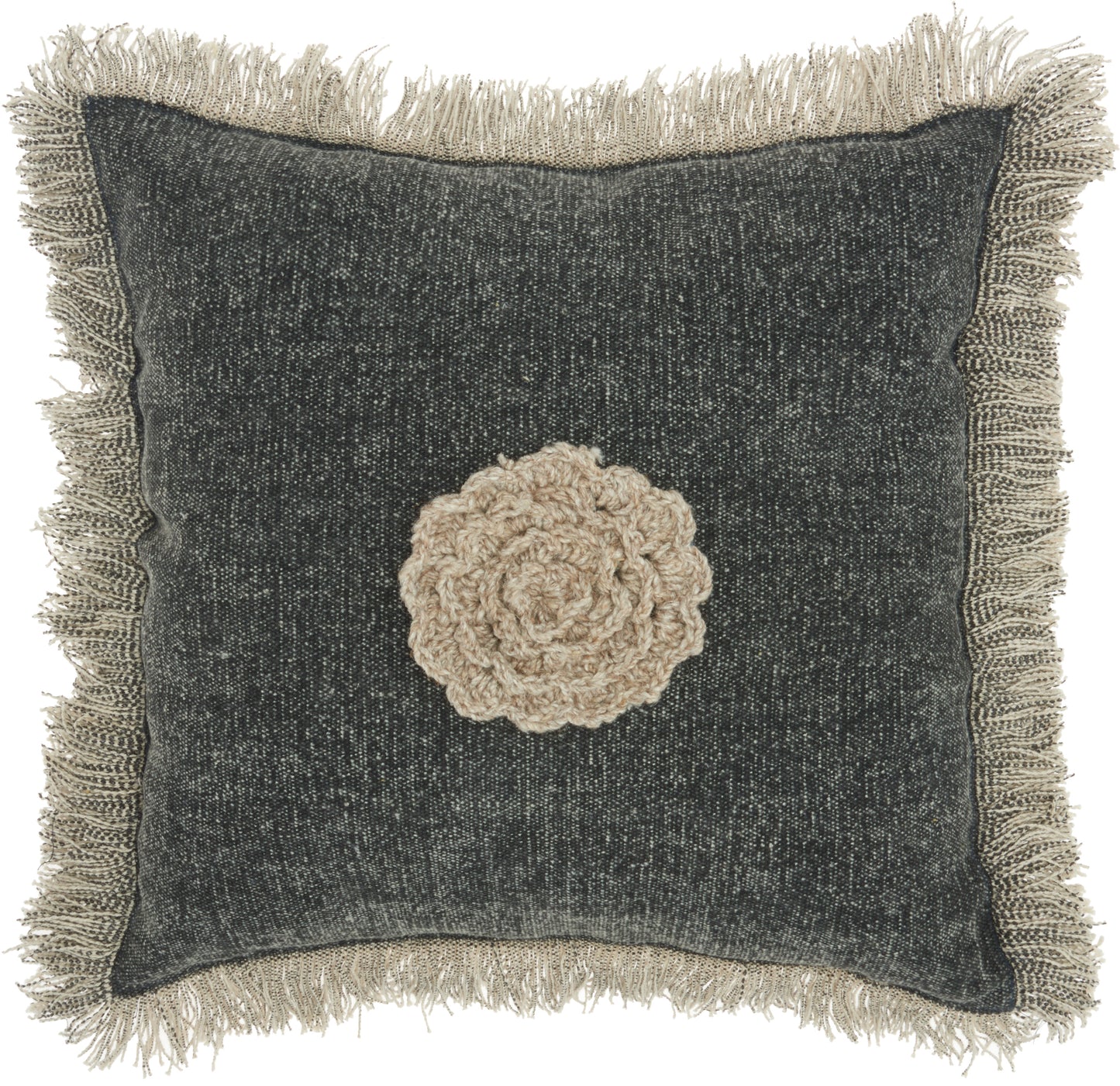 Life Styles GT060 Cotton Crochet Flower Throw Pillow From Mina Victory By Nourison Rugs