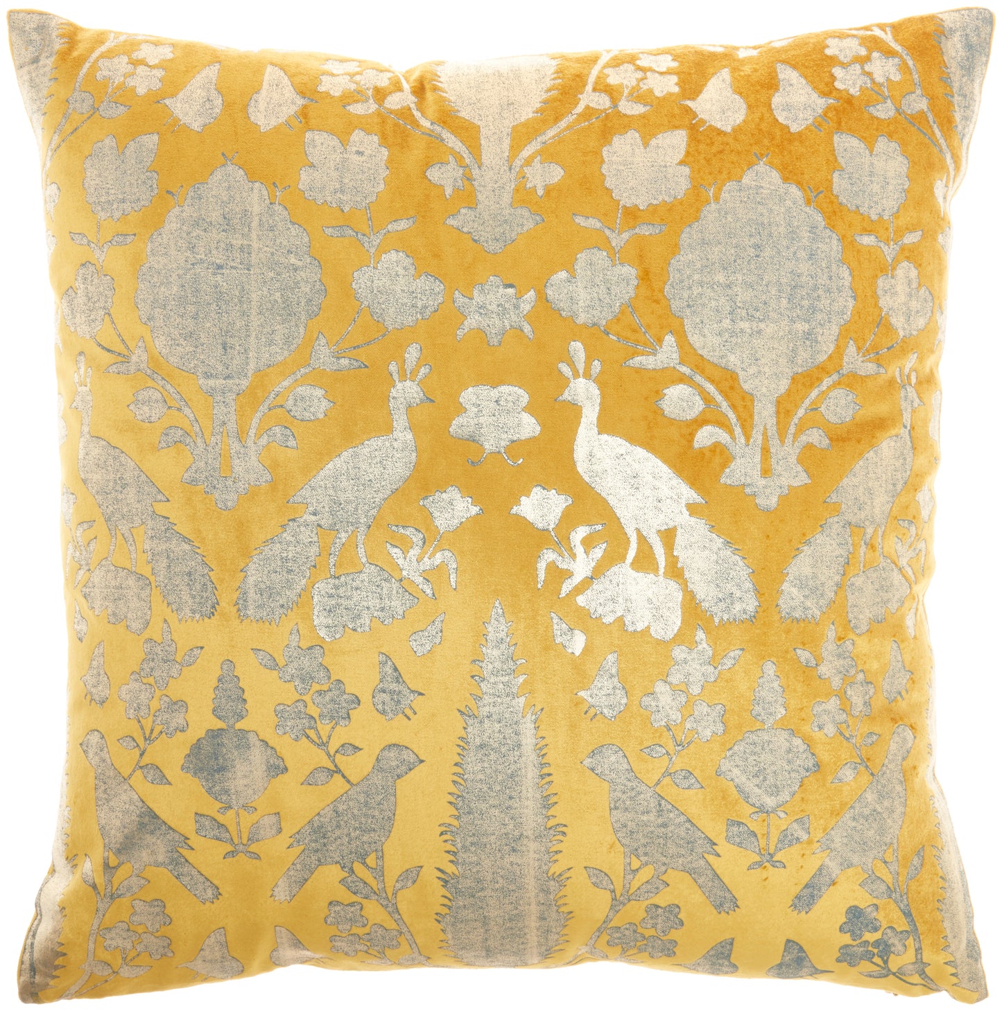 Sofia AC384 Velvet Foil Print Birds Throw Pillow From Mina Victory By Nourison Rugs