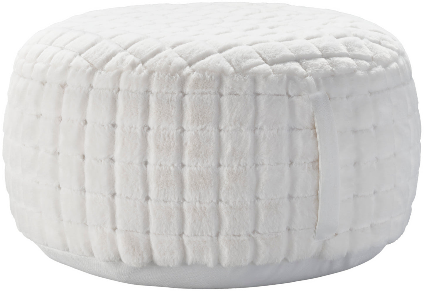 Waverly Indoor Pouf with inflatable insert RD123 Synthetic Blend Faux Rabbit Quilted Pouf From Waverly By Nourison Rugs