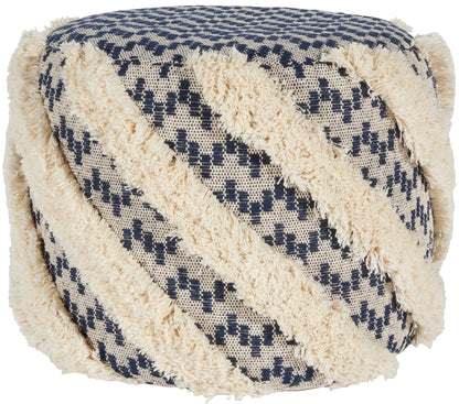 Life Styles SH032 Cotton Diagonal Tufted Pouf Pouf From Mina Victory By Nourison Rugs