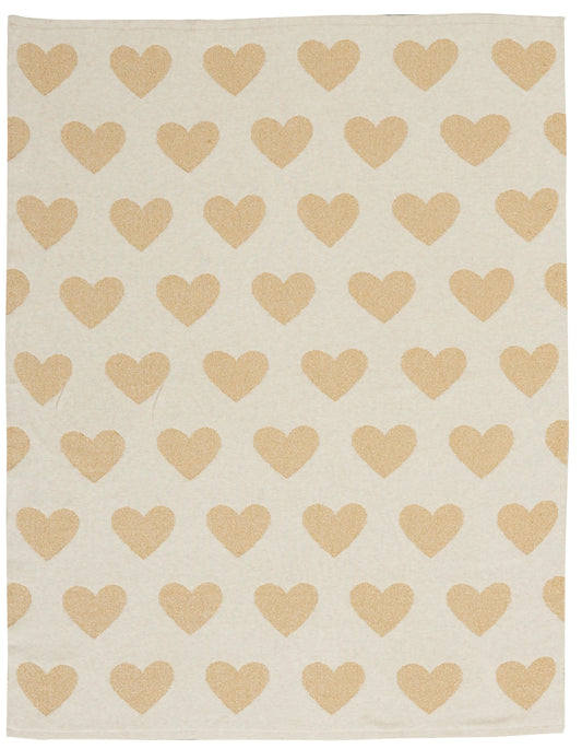 Plush Lines UK961 Cotton Metallic Hearts Throw Blanket From Mina Victory By Nourison Rugs