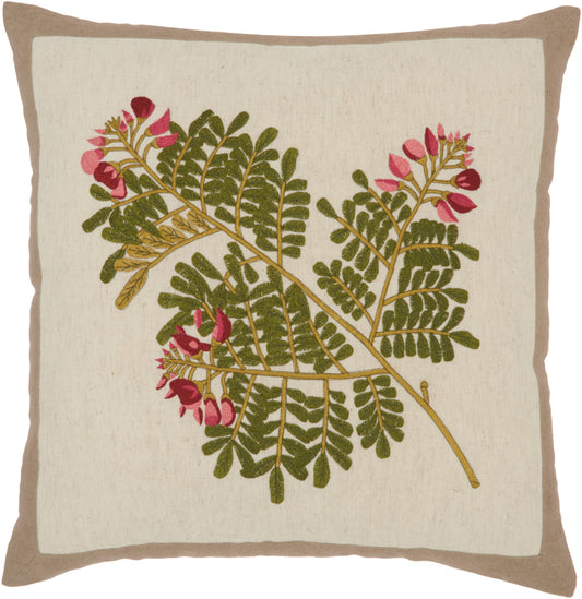 Life Styles NS762 Cotton Floral Frond Throw Pillow From Mina Victory By Nourison Rugs