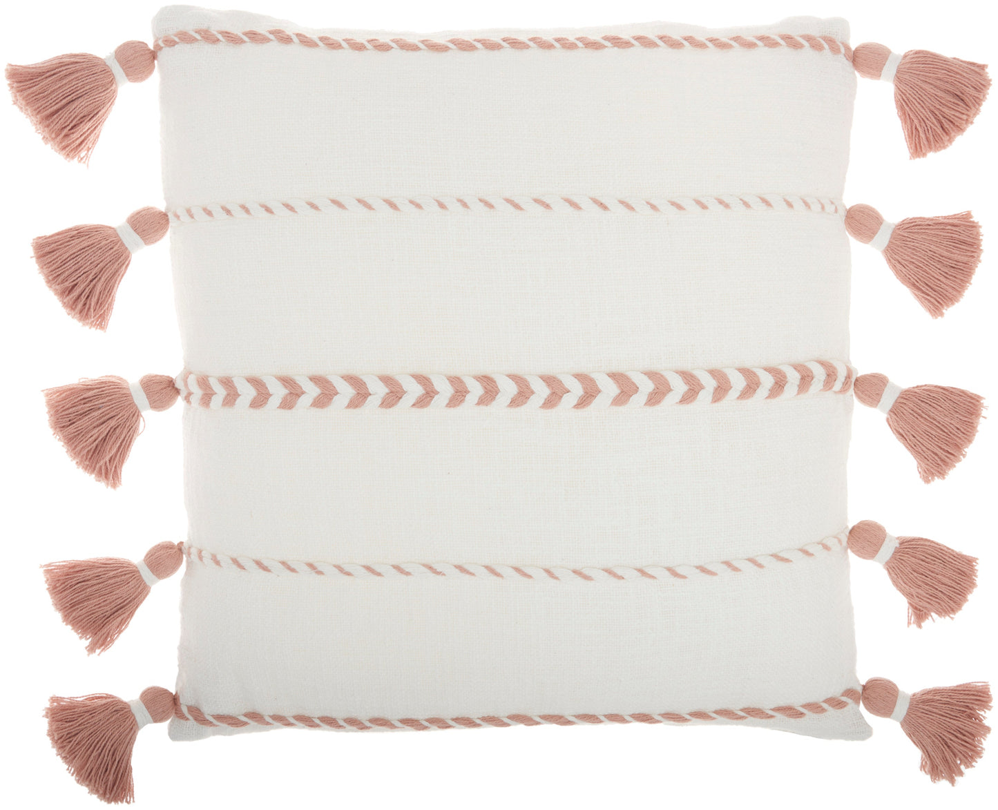 Life Styles SH037 Cotton Braided Stripes Tass Throw Pillow From Mina Victory By Nourison Rugs