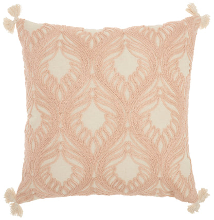 Life Styles ST443 Cotton Embroidered Feathers Throw Pillow From Mina Victory By Nourison Rugs