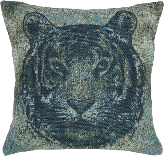 Outdoor Pillows AS707 Synthetic Blend Outdoor Tiger Throw Pillow From Mina Victory By Nourison Rugs